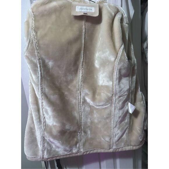 Liz Claiborne Women's Taupe Suede Coat Jacket Plush Faux Fur lining Medium - Picture 5 of 7
